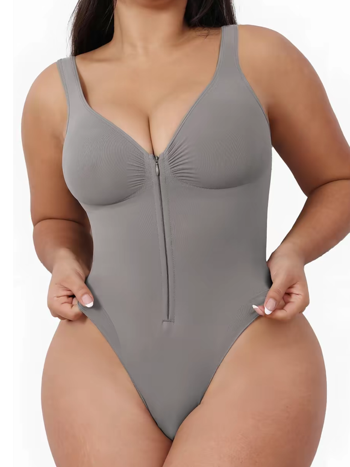 Deep V Neck Zippered Shapewear