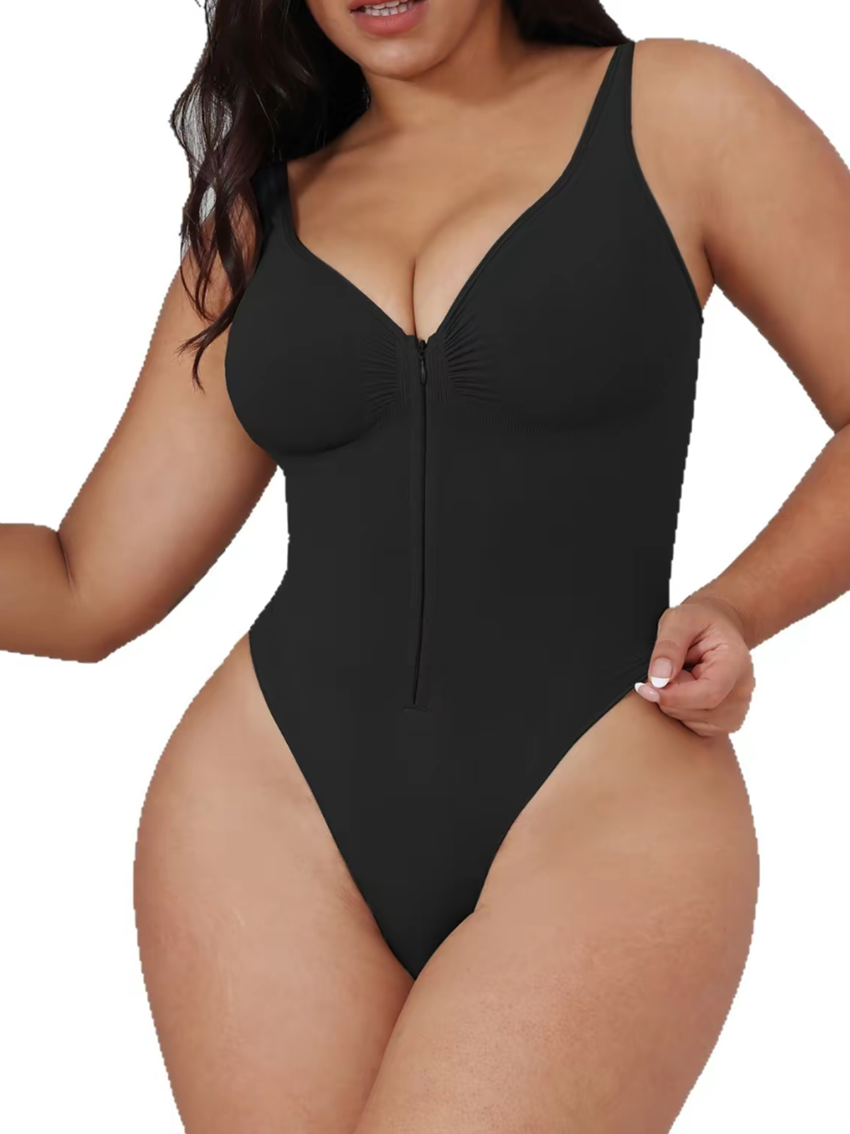 Deep V Neck Zippered Shapewear