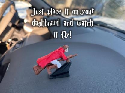 Magic Drifting Broomstick Dashboard Ornament | Interactive Wizard Car
