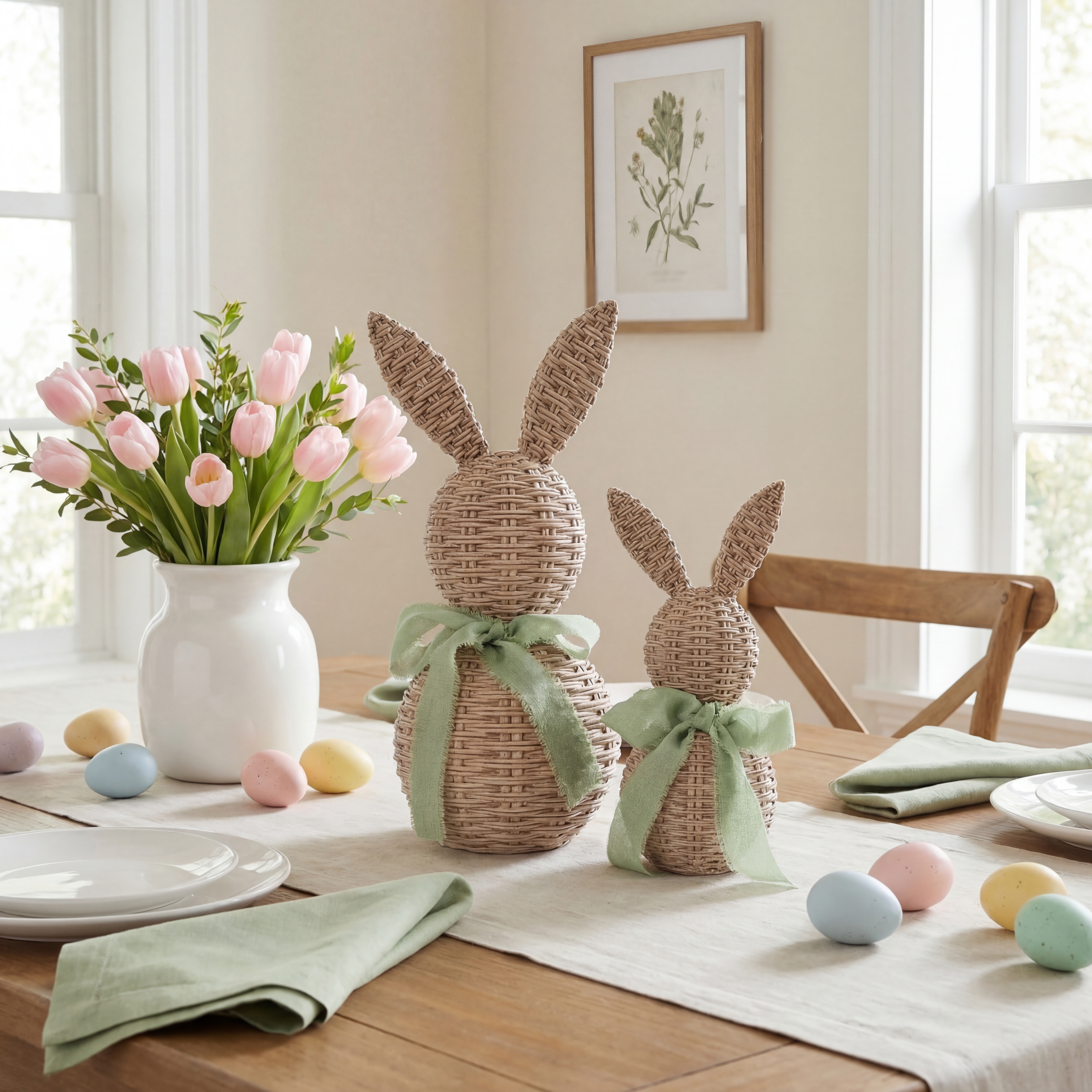 Easter Bunny Decor Set – Farmhouse Spring Tabletop Accent