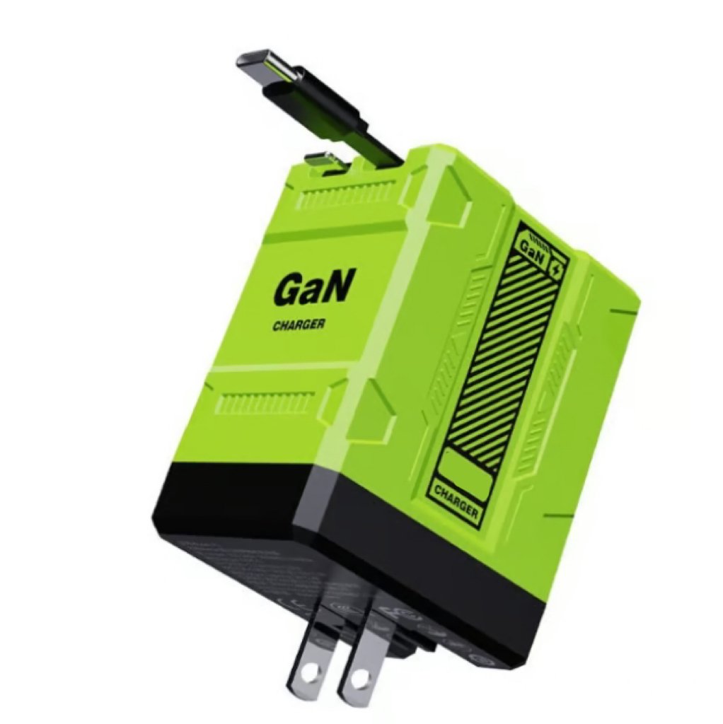 2-in-1 GaN PD3.0  Charger with Retractable Cables（Plug specifications: US standard plug）