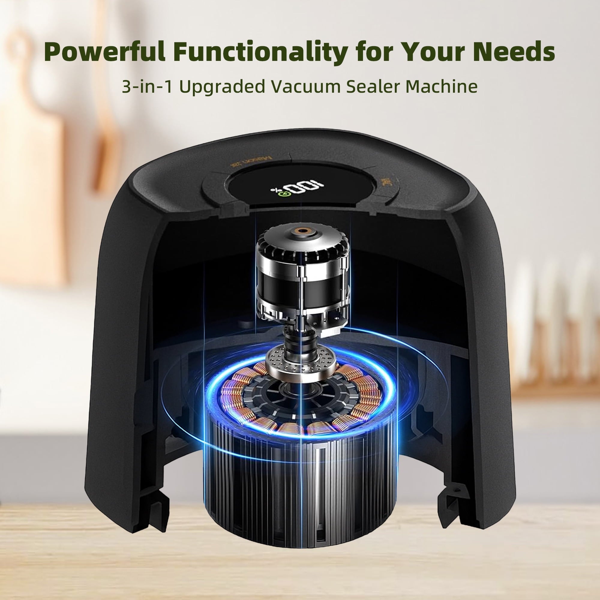 3 in 1 Electric Mason Jar Vacuum Sealer Kit with External Assembly Vacuum Pump for Food Storage, Automatic Vacuum Sealer for Vacuum Bag, Wine Bottle, Wide Mouth and Regular Mouth Mason Jars