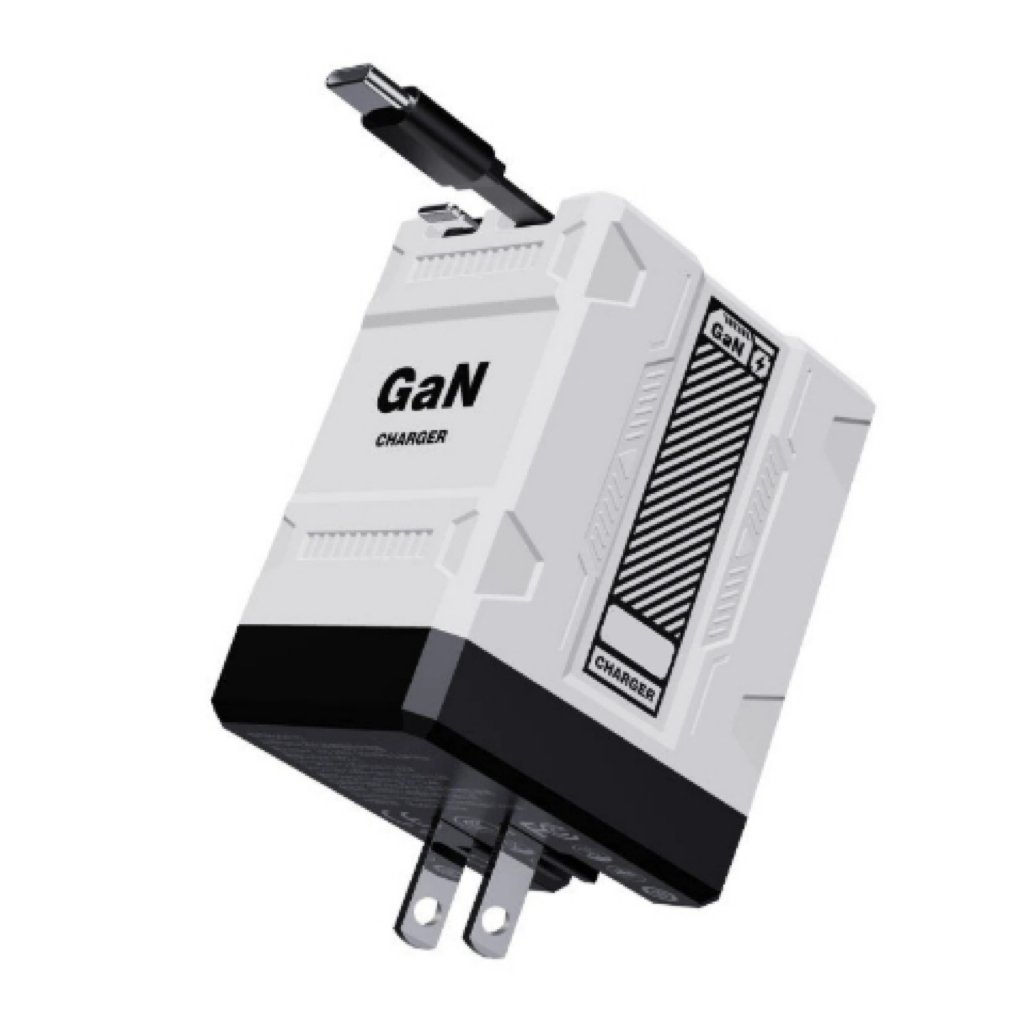 2-in-1 GaN PD3.0  Charger with Retractable Cables（Plug specifications: US standard plug）