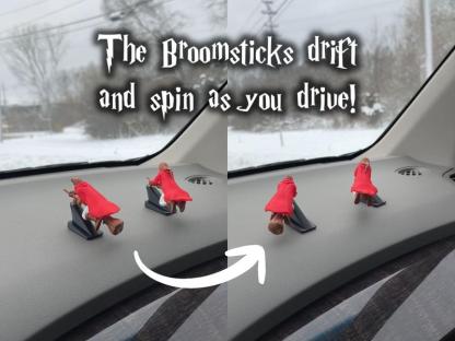 Magic Drifting Broomstick Dashboard Ornament | Interactive Wizard Car