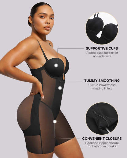 BOOT-YEAH™ MeshSmooth™ Deep Plunge Bodysuit