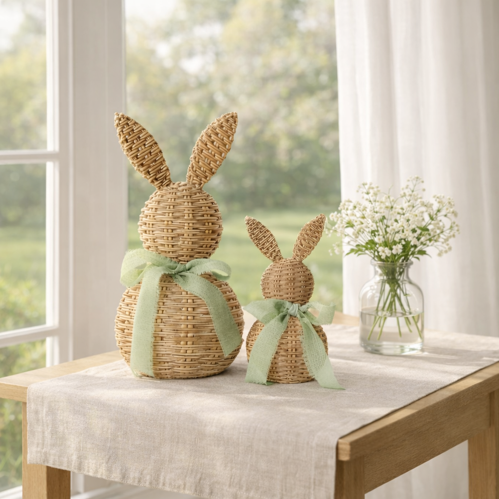 Easter Bunny Decor Set – Farmhouse Spring Tabletop Accent