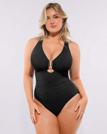 Smart Sculpt™ Ruched U-Wire Cut Out Shaping Swimsuit