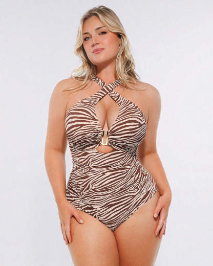 Smart Sculpt™ Ruched U-Wire Cut Out Shaping Swimsuit