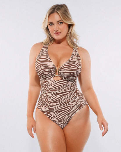 Smart Sculpt™ Ruched U-Wire Cut Out Shaping Swimsuit
