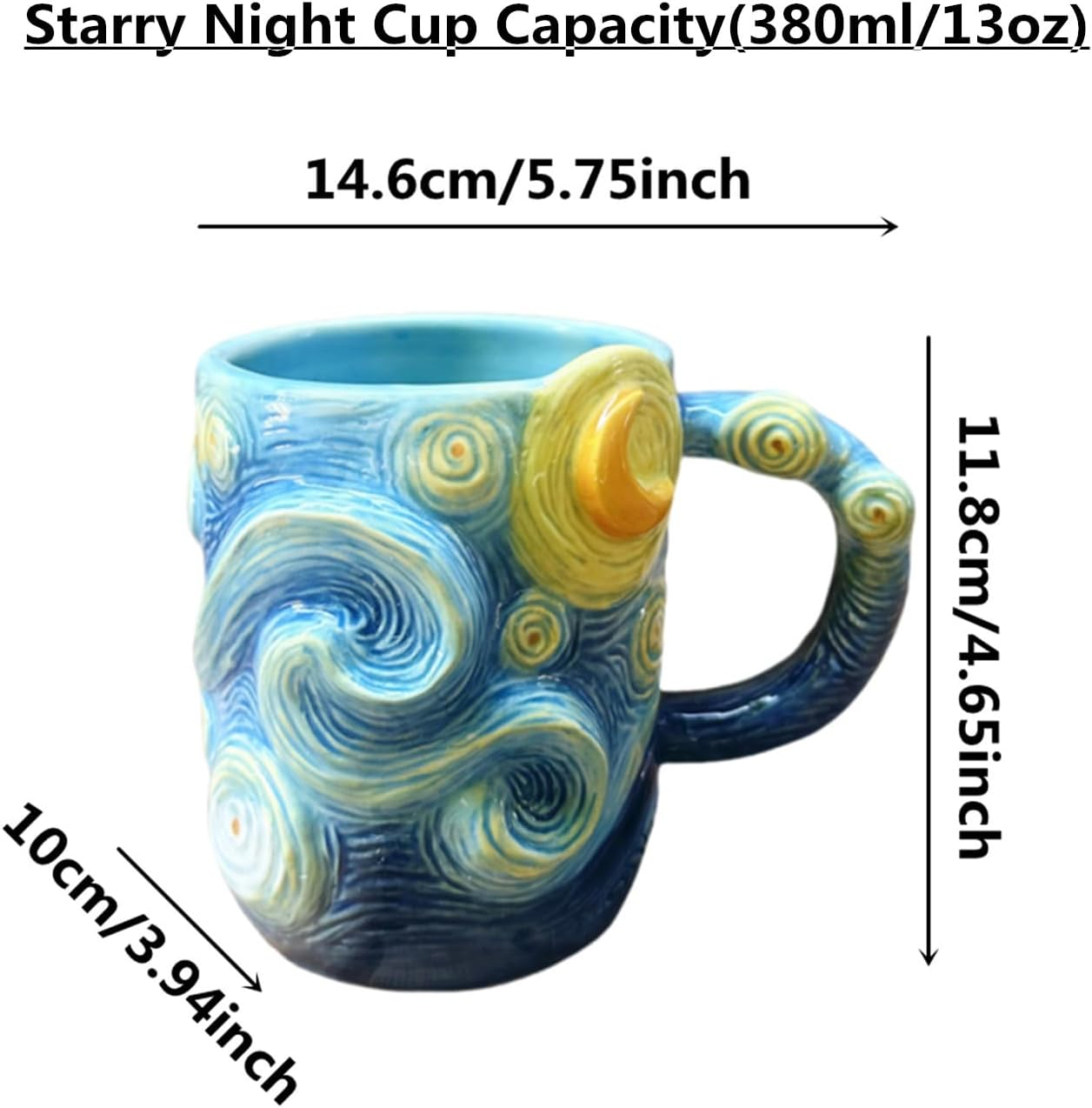 Starry Night Ceramic Mug-Handcrafted Inspired by Van Gogh’s Masterpiece