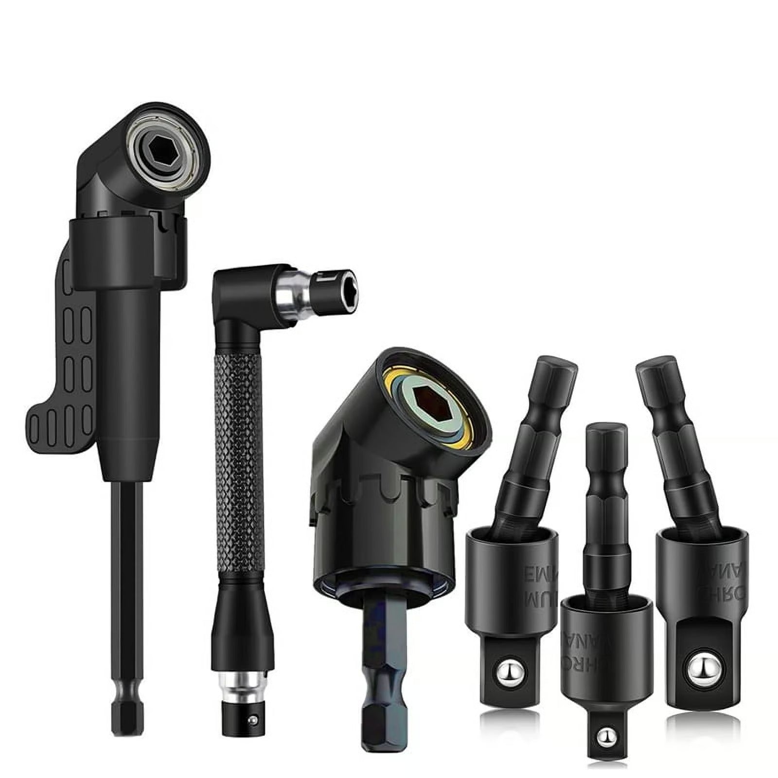6Pcs Right Angle Drill Attachment Set with 105° Angle Drill Adapter and Impact Grade Socket Adapter