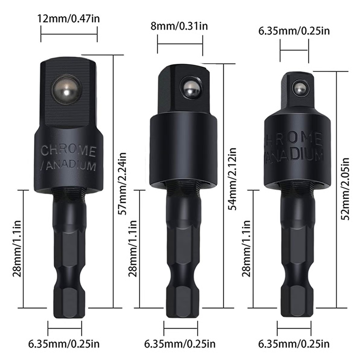 6Pcs Right Angle Drill Attachment Set with 105° Angle Drill Adapter and Impact Grade Socket Adapter