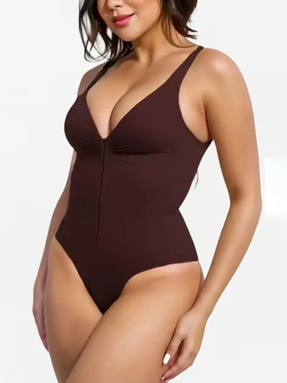 Deep V Neck Zippered Shapewear