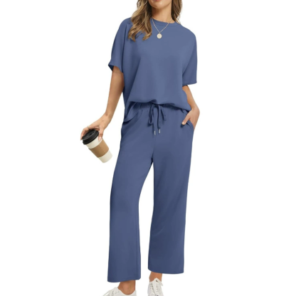 🎉🛍️Heiße Aktion: 50% Rabatt! Weiches, lässiges Set aus Oberteil und Hose für Damen