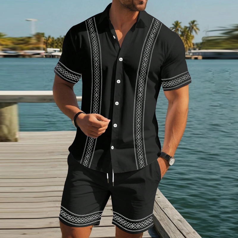 👕 50% RABATT! ☀️ Herren-Set aus Kurzarmhemd & Shorts mit Blumenmuster