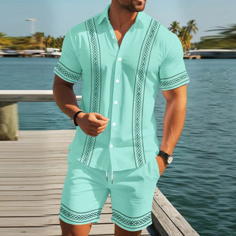 👕 50% RABATT! ☀️ Herren-Set aus Kurzarmhemd & Shorts mit Blumenmuster