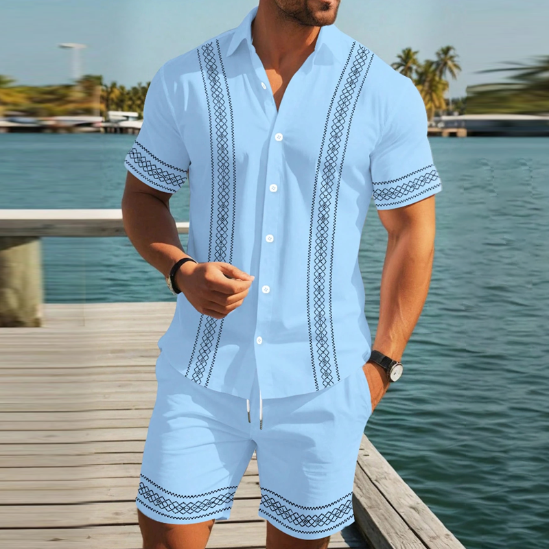 👕 50% RABATT! ☀️ Herren-Set aus Kurzarmhemd & Shorts mit Blumenmuster