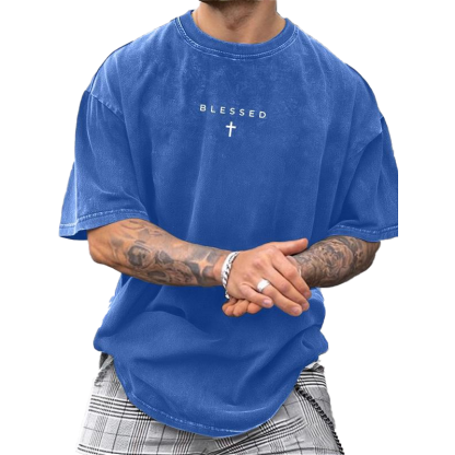 👕✝️ 50% RABATT! Vintage-T-Shirt für Herren mit Kreuz- und Buchstabenprint – Lässig, ausdrucksstark & mit persönlicher Note ✨