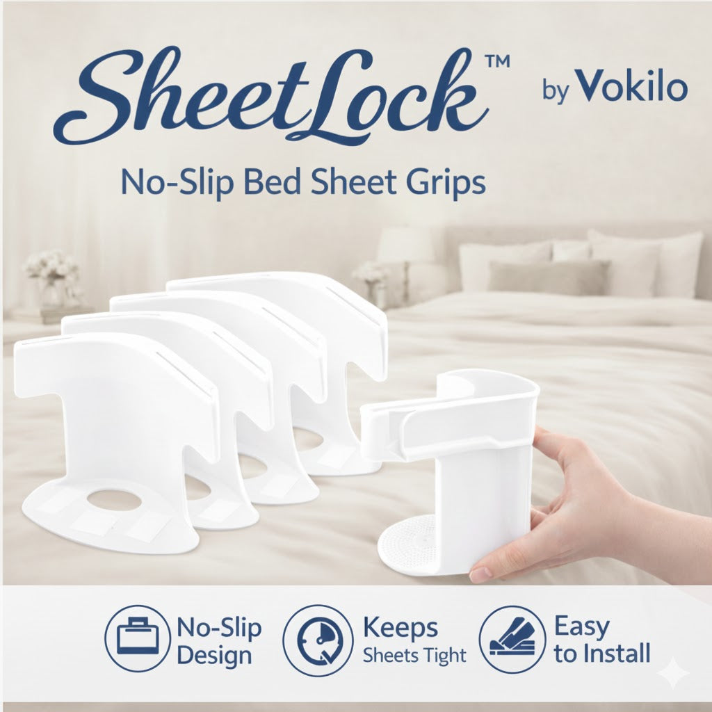 SheetLock™ No-Slip Bed Sheet Grips, Fits Any Mattress