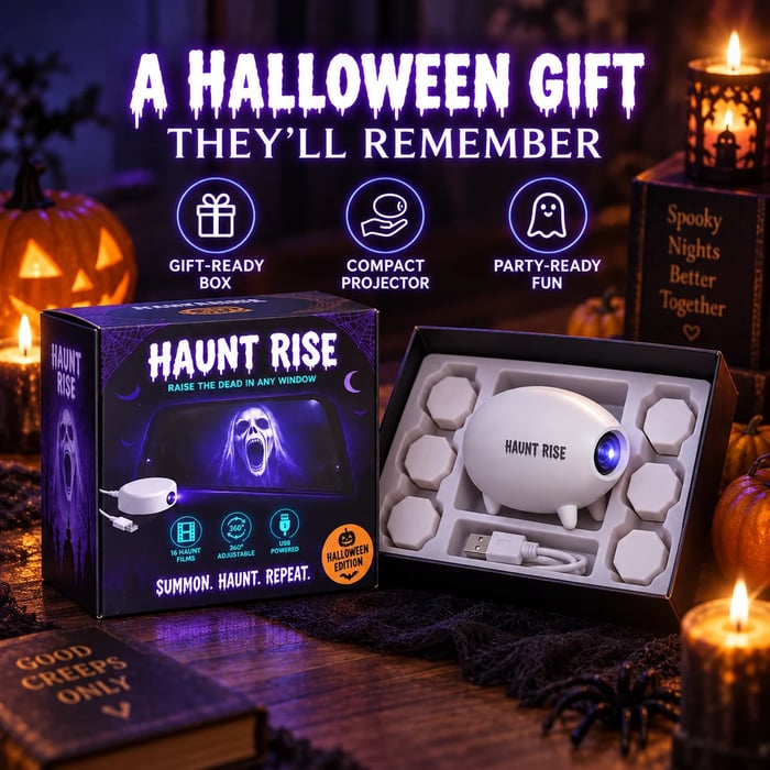 🎃LAST DAY 49% OFF👻 - Haunt Rise Halloween Window Projector - 360° Adjustable Stand for Home Decor🎃