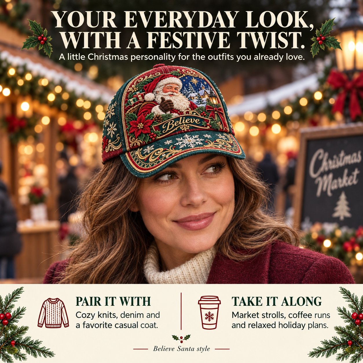 ⏳ Last Day 49% OFF – 🧢 Christmas Premium Vintage Baseball Cap | Bold Graphic Design, Adjustable Fit & Everyday Comfort