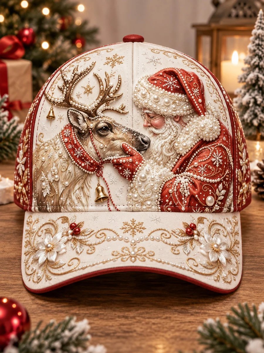 Reindeer&Santa Christmas baseball cap design