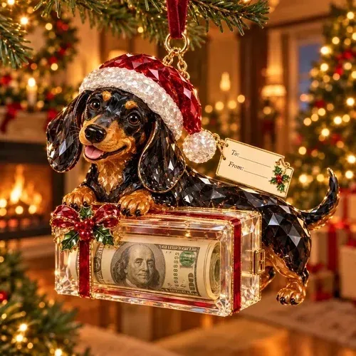 Dachshund Holiday Delight ornament option