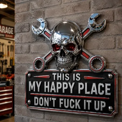 "This Is My Happy Place" Garage Wall Sign