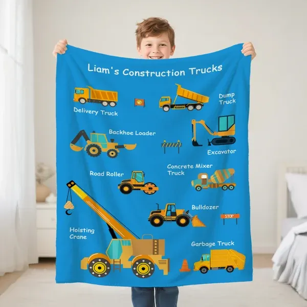 Comfort for Little Truck Lovers' Dreams - Personalized Kids Blanket
