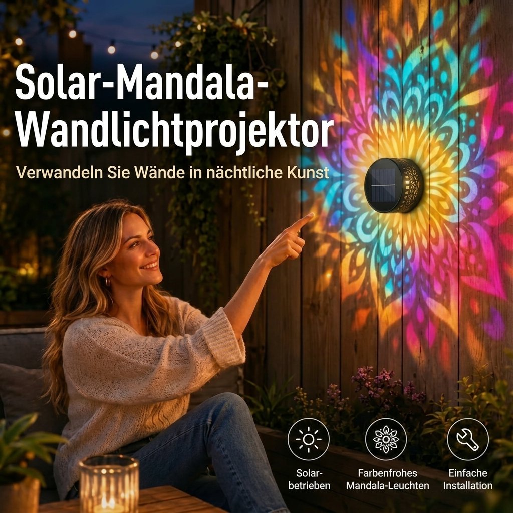 Solar-Mandala-Wandleuchte für den Außenbereich, Garten, Zaun, Terrasse – stimmungsvolle Dekoration