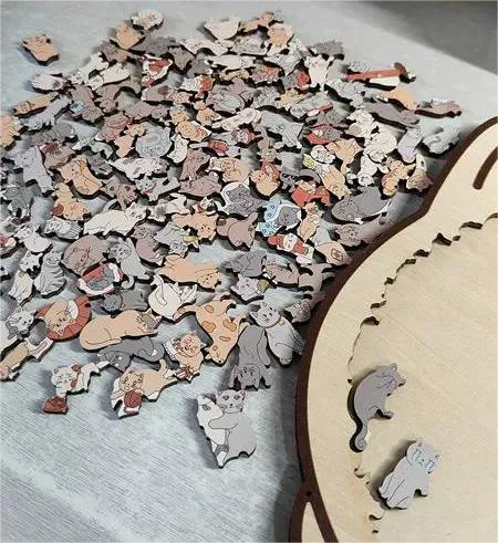 🎁Early Christmas Sale 50% OFF🎅135-Piece Morandi-Colored Cat Shaped Wooden Jigsaw Puzzle