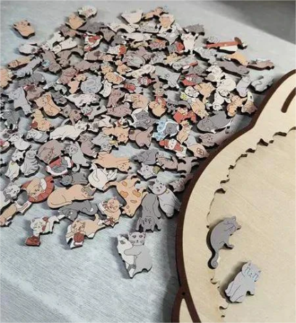 🎁Early Christmas Sale 50% OFF🎅135-Piece Morandi-Colored Cat Shaped Wooden Jigsaw Puzzle