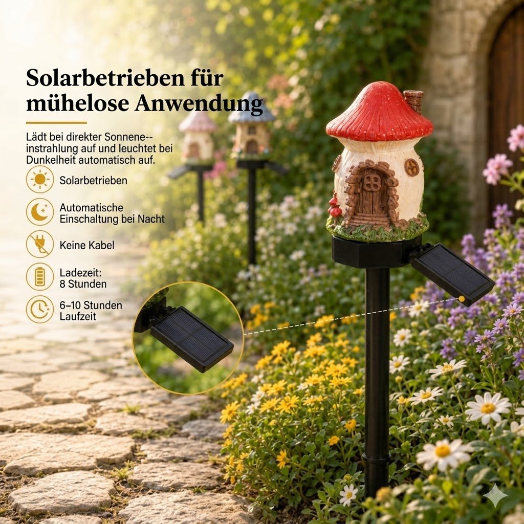 ✨🍄Solar-Gartenleuchte im Märchenpilz-Design💡