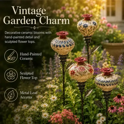 🔥LAST DAY SALE 50% OFF 🌺 Vintage Hummingbird Feeder Garden Stake — Handcrafted Floral Bird Feeder Decoration