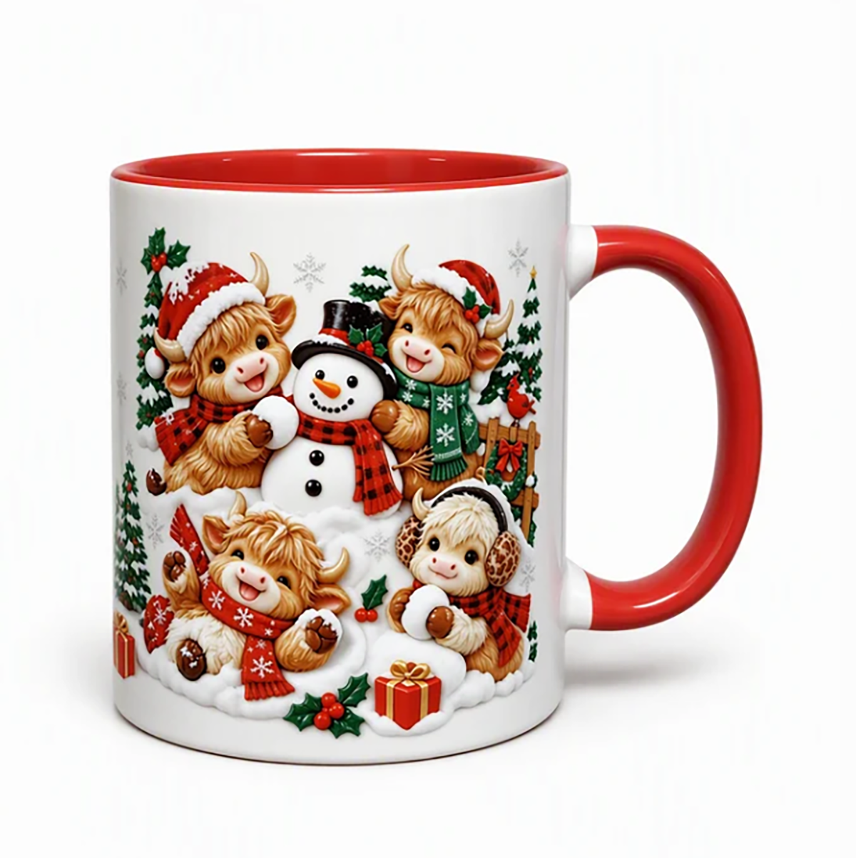 🎅Christmas Gift Sale 50% OFF! ✨Festive Christmas Highland Cow and Snowman Ceramic Mug