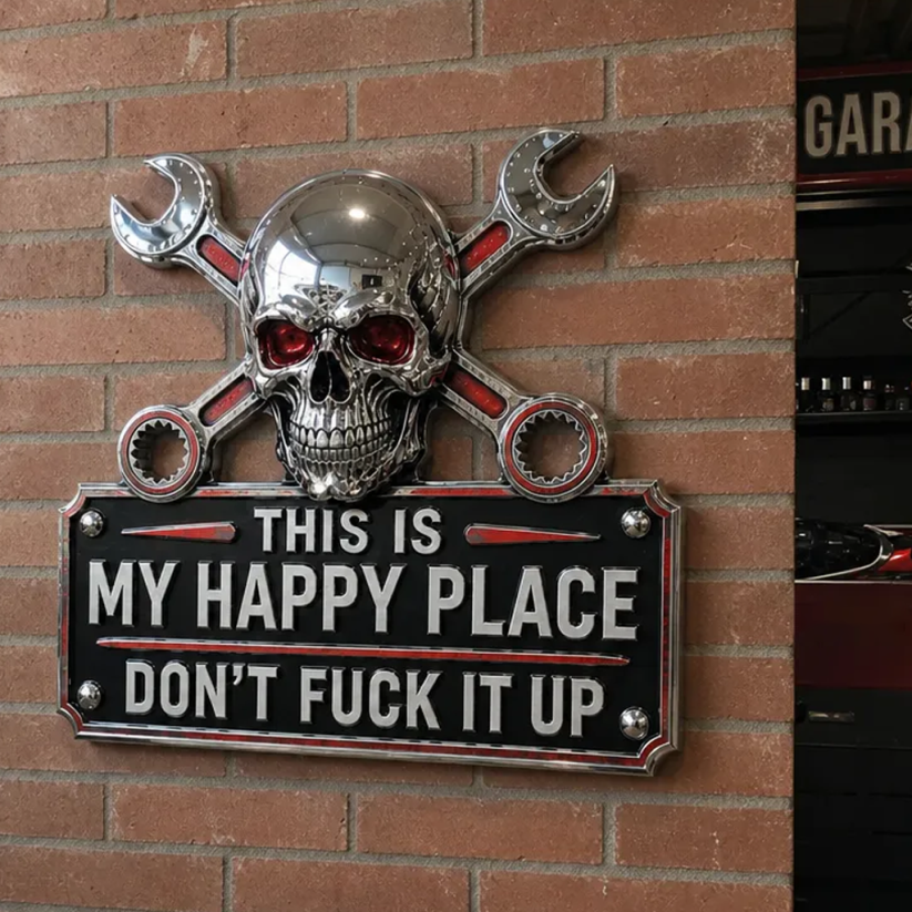 "This Is My Happy Place" Garage Wall Sign