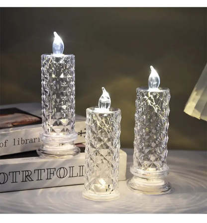 AQA Crystal LED Candle Set – Warm Flickering Glow for Date Nights, Parties & Home Decor