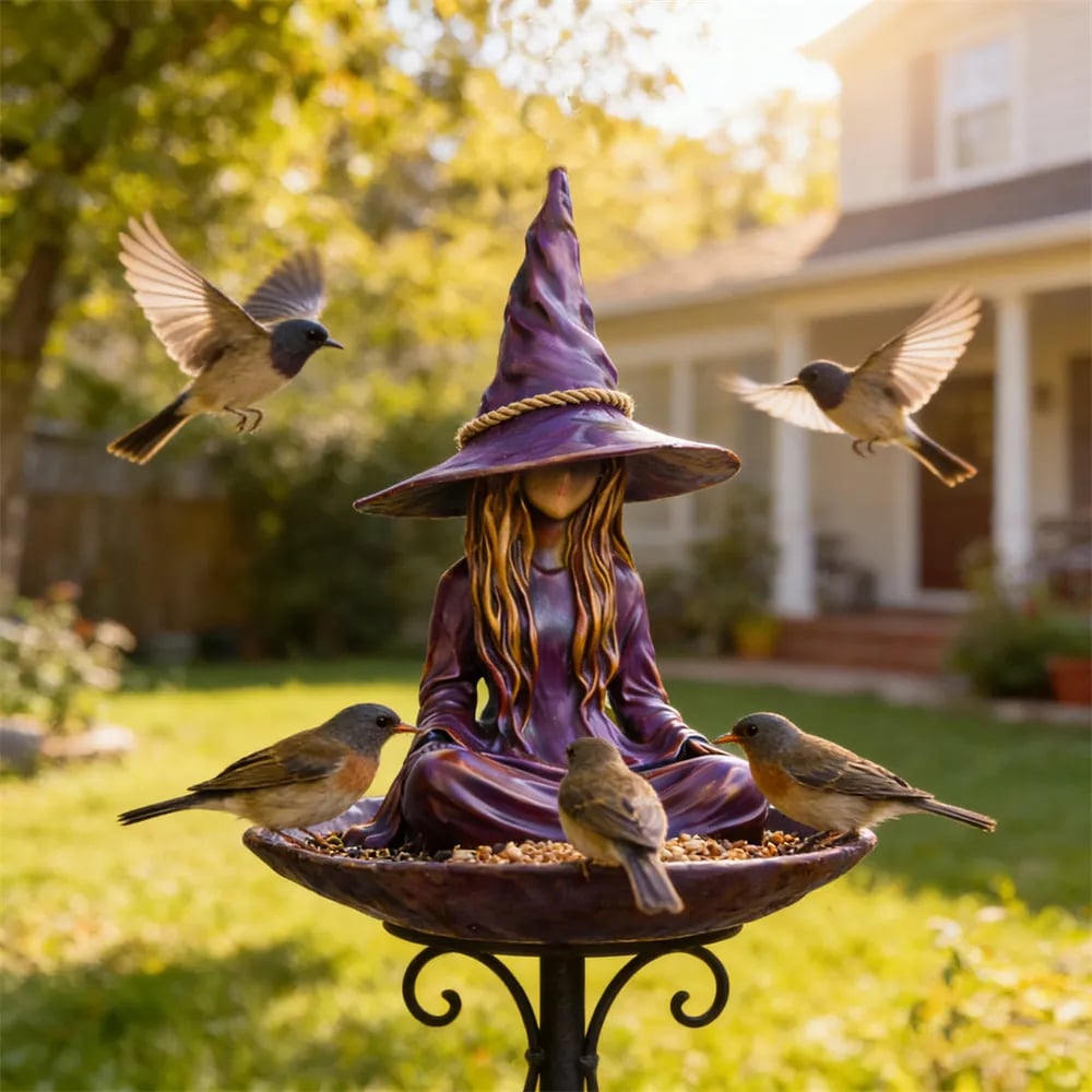 🧙‍♀️Meditating Witch Garden Bird Feeder
