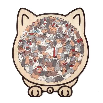 🎁Early Christmas Sale 50% OFF🎅135-Piece Morandi-Colored Cat Shaped Wooden Jigsaw Puzzle