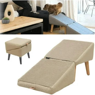 🐶 Give Your Pup Royal Access – Ramp + Ottoman Inside! 👑