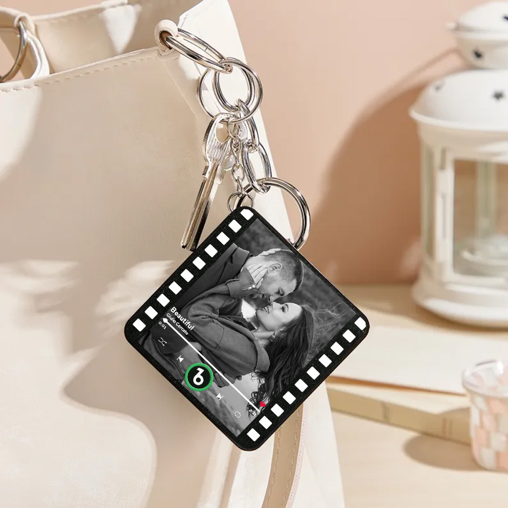 Custom Music Gift Mini Fridge Magnet Keychain Custom Photo Music Box Play Song Valentine Gift For Her Photo Music Magnet Keychain Anniversary Gifts for Couple