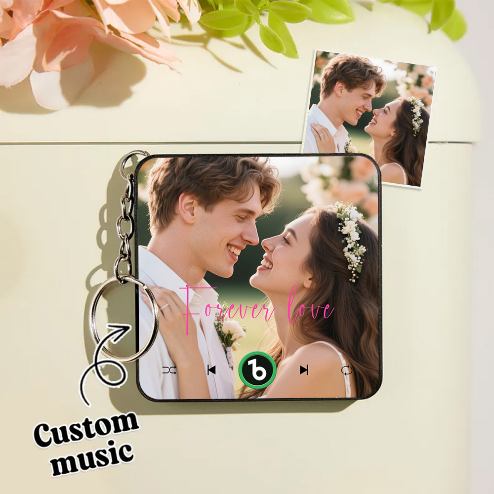 Custom Music Gift Mini Fridge Magnet Keychain Custom Photo Music Box Play Song Valentine Gift For Her Photo Music Magnet Keychain Anniversary Gifts for Couple
