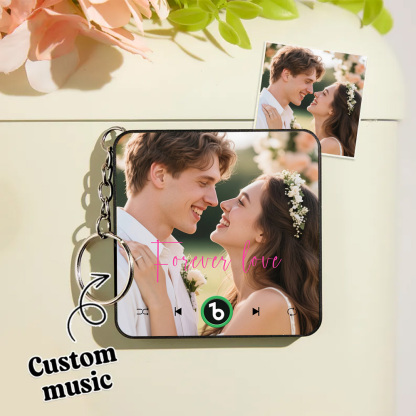 Custom Music Gift Mini Fridge Magnet Keychain Custom Photo Music Box Play Song Valentine Gift For Her Photo Music Magnet Keychain Anniversary Gifts for Couple