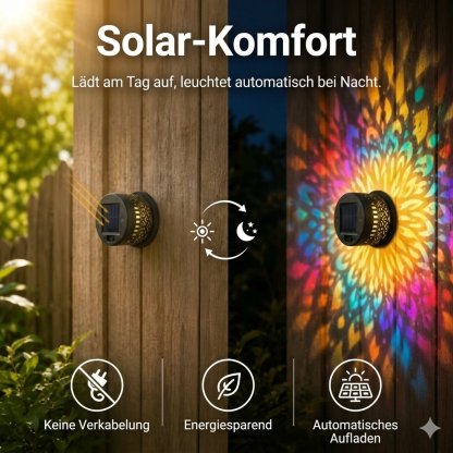 Solar-Mandala-Wandleuchte für den Außenbereich, Garten, Zaun, Terrasse – stimmungsvolle Dekoration