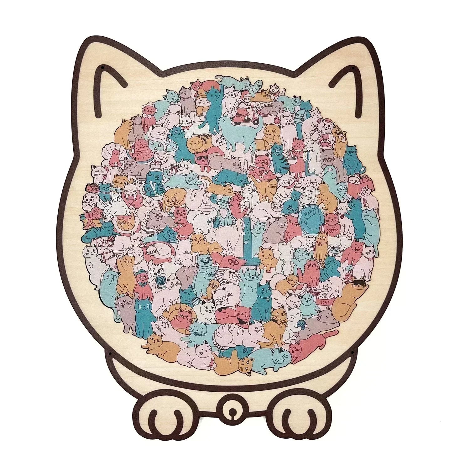 🎁Early Christmas Sale 50% OFF🎅135-Piece Morandi-Colored Cat Shaped Wooden Jigsaw Puzzle