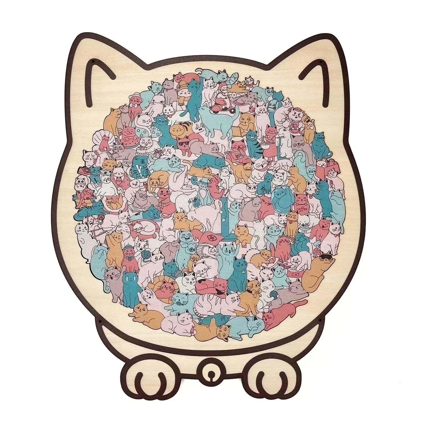 🎁Early Christmas Sale 50% OFF🎅135-Piece Morandi-Colored Cat Shaped Wooden Jigsaw Puzzle