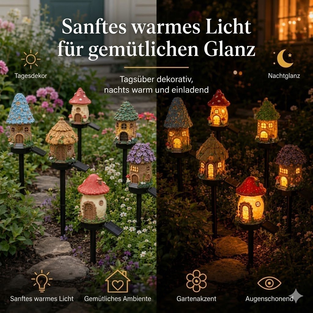 ✨🍄Solar-Gartenleuchte im Märchenpilz-Design💡
