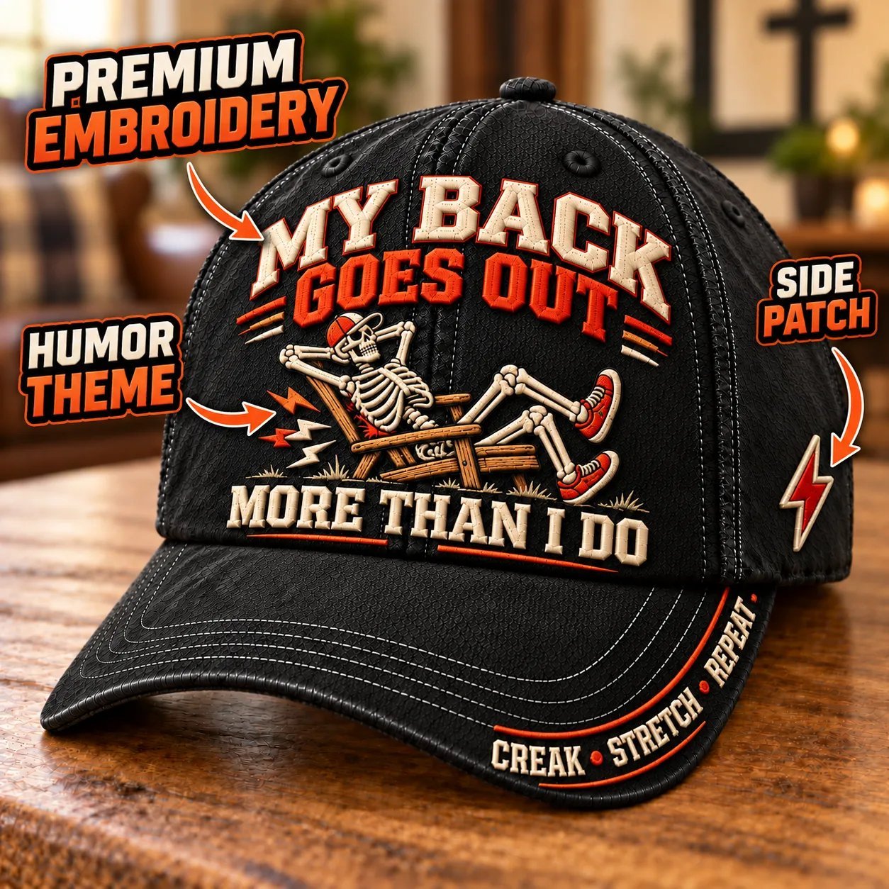 😂 My Back Goes Out More Than I Do Funny Aging Baseball Cap