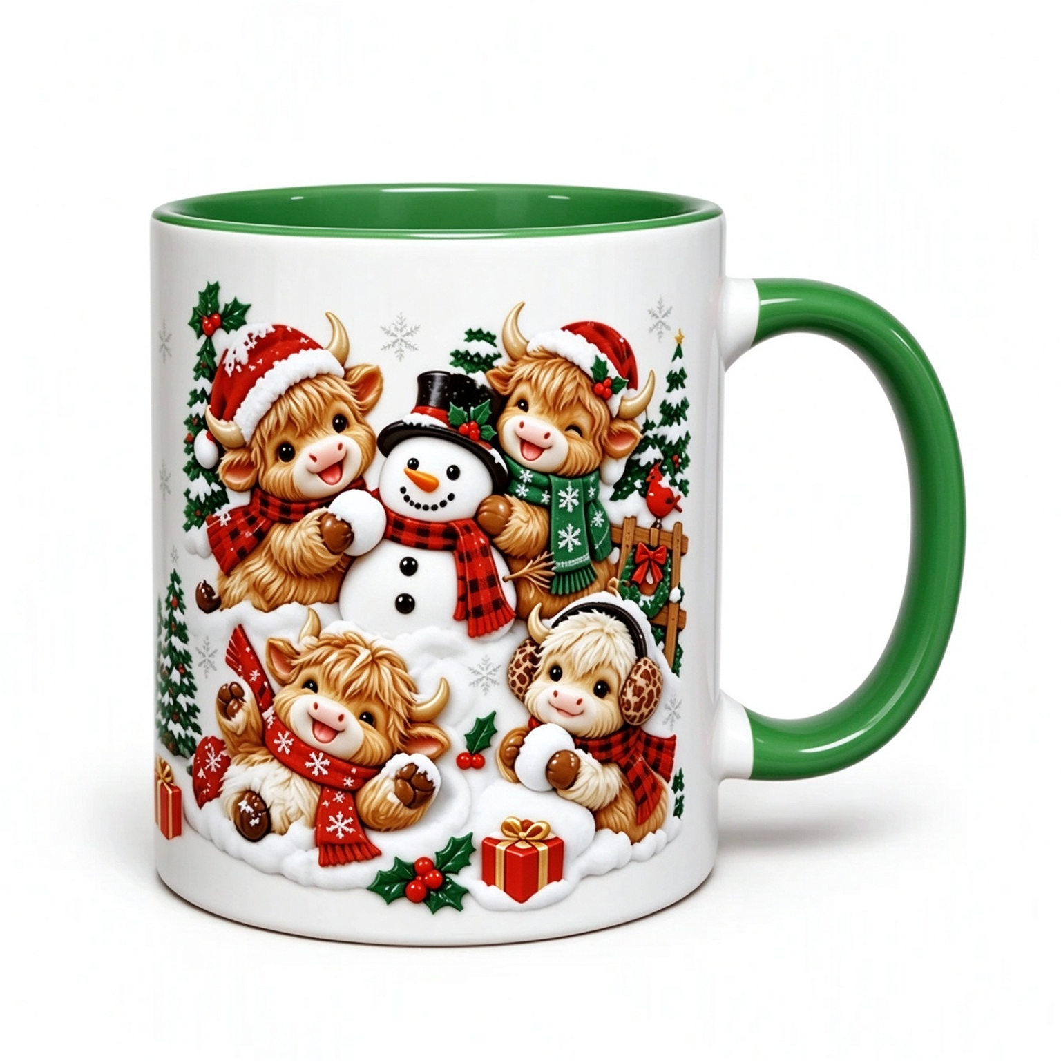🎅Christmas Gift Sale 50% OFF! ✨Festive Christmas Highland Cow and Snowman Ceramic Mug