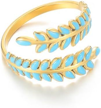 Boho-Western Adjustable Leaf Gemstone Rings